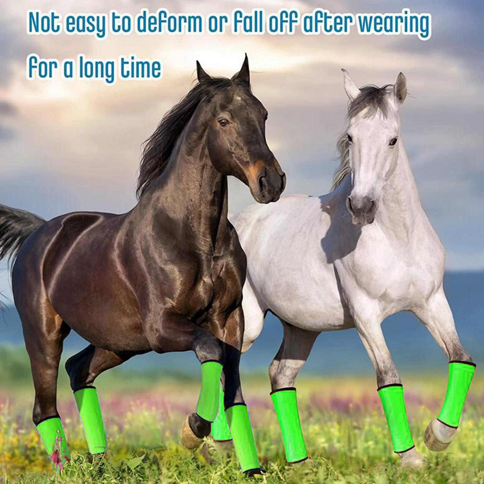 4x Horse Fly Leg Boots, Horse Leg Straps, Breathable Comfortable Loose Fitting Front Hind Legs Guard, Leg Protection Wraps for Training Sports