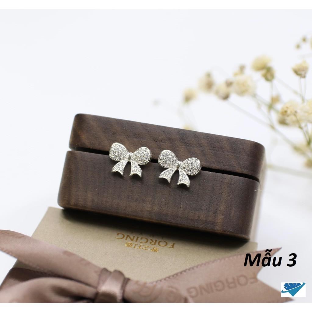 Bông tai khuyên nụ chất liệu bạc ta hình nơ MS62d