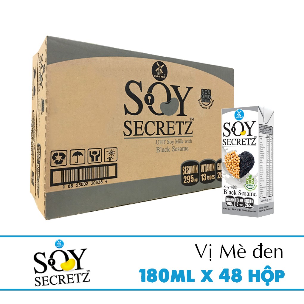 Thùng Sữa Đậu Nành Với Mè Đen Soy Secretz Hàng Nhập Khẩu Thái Lan 48 hộp , Không Chất Bảo Quản, Hương Vị Tự Nhiên, Giúp Chống Lão Hóa, Hỗ Trợ Làn Da Và Xương Chắc Khỏe