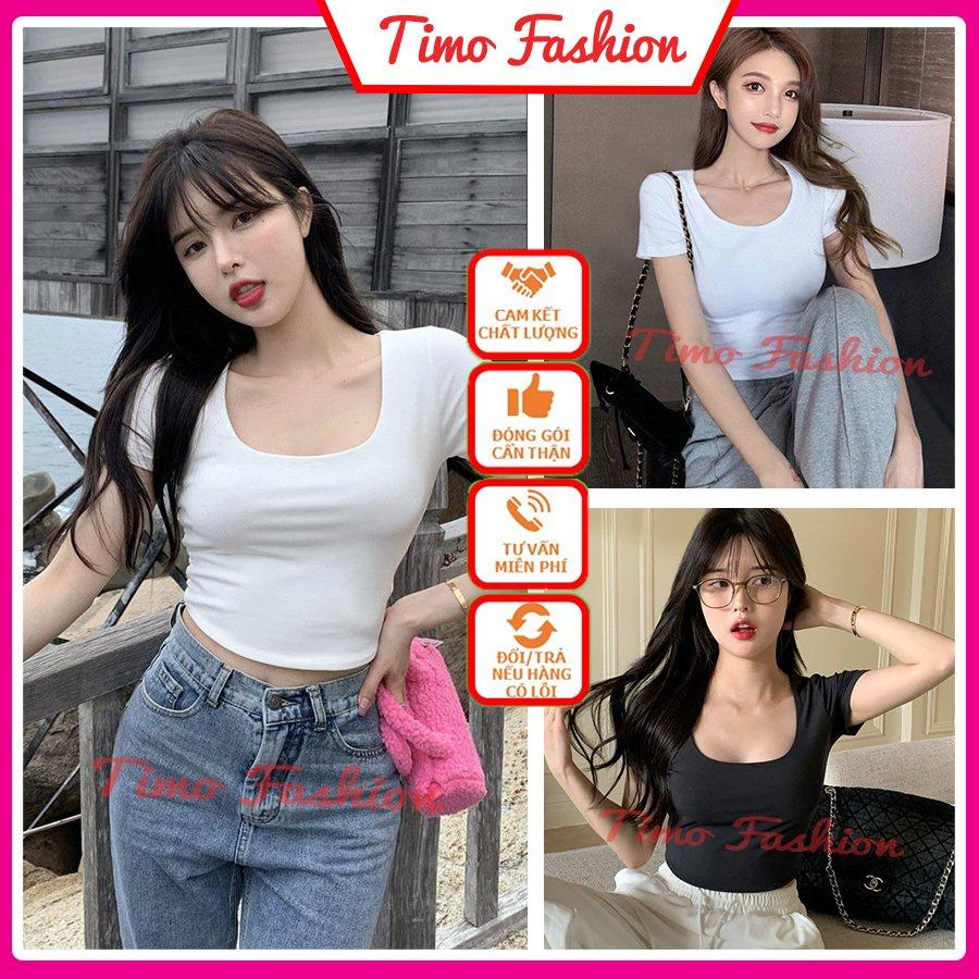 Áo croptop, áo croptop nữ, cổ tròn dáng ôm, ngắn tay, vải co giãn mặc thoáng mát mùa hè, dễ phối đồ đi chơi, TF017