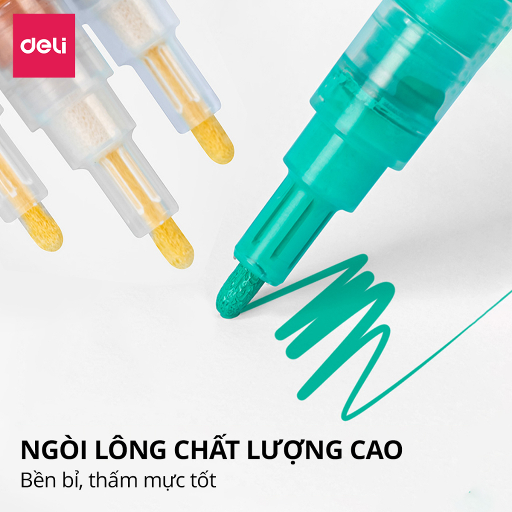 Bút Sơn Acrylic Marker Chống Nước Deli - Kèm túi vải - 24/36/48/60 Màu Vẽ Trên Mọi Chất Liệu Tô Màu DIY Giày Vải Chai Lọ