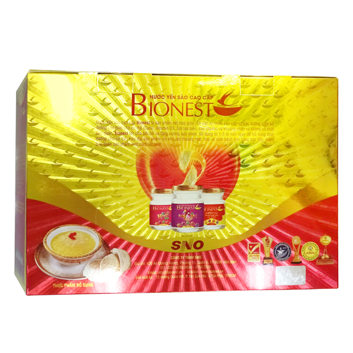 Hộp Yến sào Bionest Plus 15% cao cấp 6 lọ - hộp quà tặng