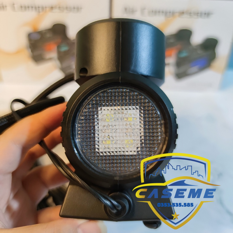 Bơm Lốp Mini 12V - Air Compressor, 1 Xi Lanh, Cắm Tẩu Ô Tô, Đồng Hồ Điện Tử, Tự Ngắt, Đèn LED - ATJ-6388 - Hàng Nhập Khẩu