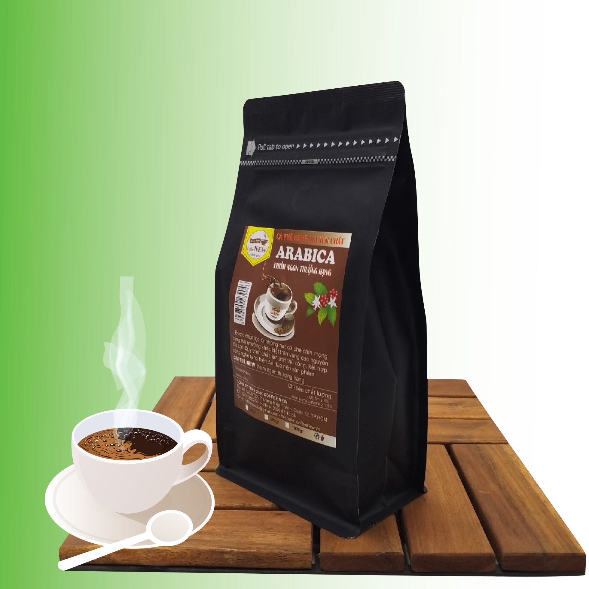 Cafe(Cà Phê) Arabica Nguyên Chất 100% - Gói 500g Tặng Lót Ly  - Pha Phin Hoặc Pha Máy - Thơm Quyến Rũ, Vị Đắng Nhẹ, Hậu Chua Thanh - Coffee New