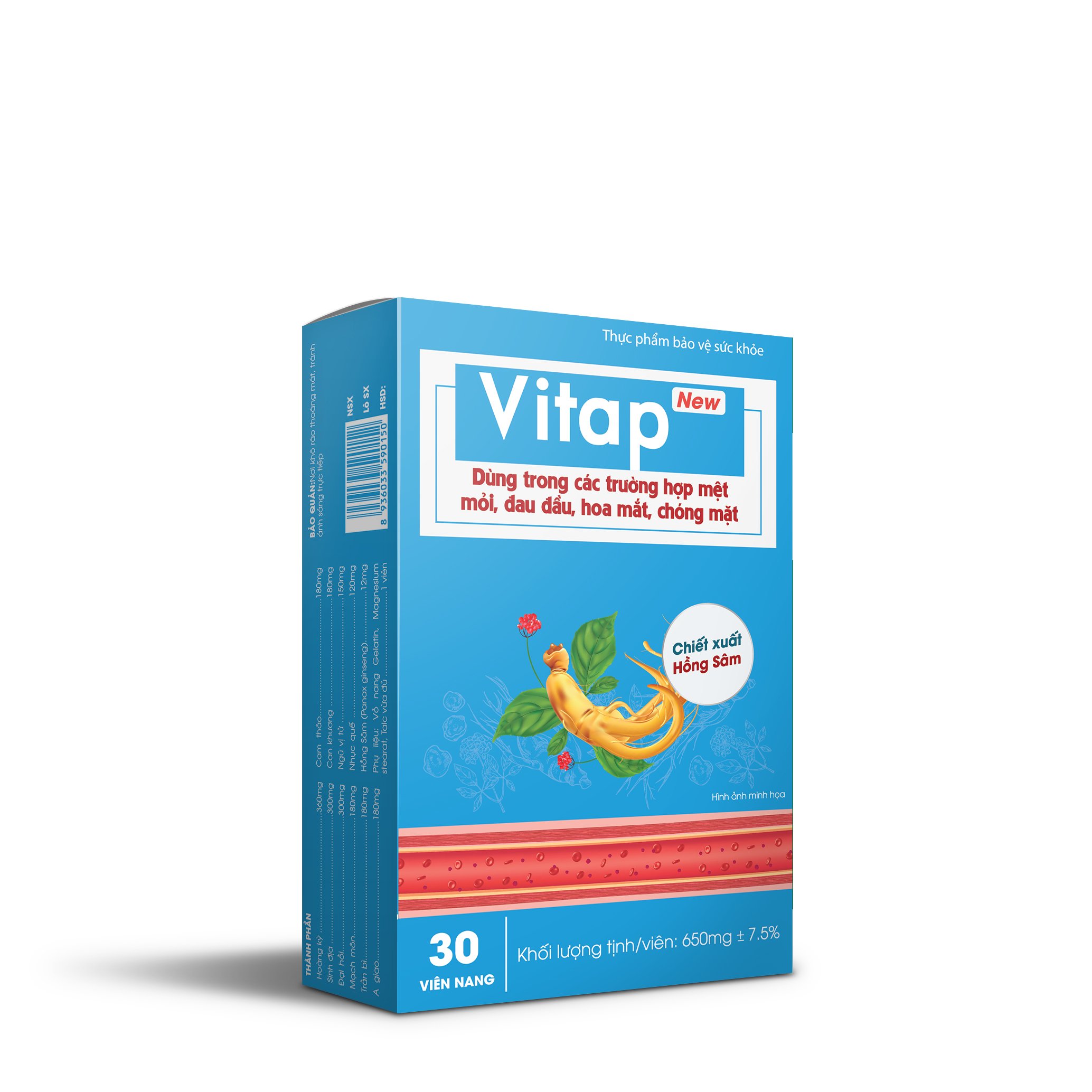Vitap New - Dùng Cho Người Huyết Áp Thấp Với Các Biểu Hiện Đau Đầu, Hoa Mắt, Chóng Mặt. Giúp Bổ Khí Huyết, Hoạt Huyết, Hỗ Trợ Làm Giảm Các Biểu Hiện Do Khí Huyết Kém