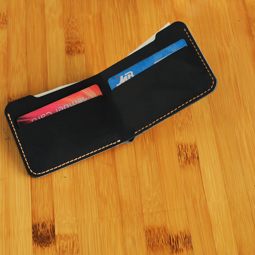Ví da nữ mini thủ công màu đen