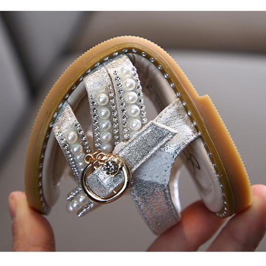 Cho Bé Giày sandal bé gái công chúa đính hạt quai chéo thời trang đế mềm cho bé từ 2 đến 10 tuổi ( F39 )