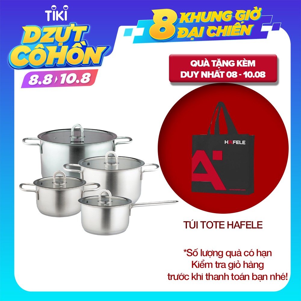 Bộ Nồi BếpTừ Inox 304 Hafele (3 Nồi Và 1 Nồi Tay Cầm) - 531.08.000 (Hàng chính hãng)