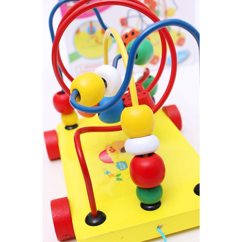Đồ chơi gỗ - Bộ xe kéo luồn hạt gỗ cho bé