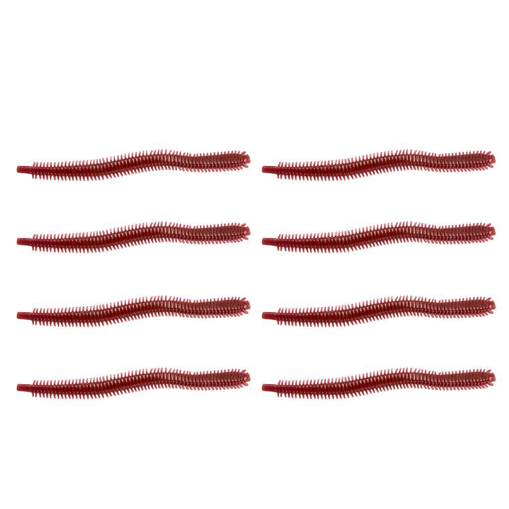 8pcs Lifelike Soft PVC Ribbed Worm Fishing Lures Grub Jig Head Baits 11cm