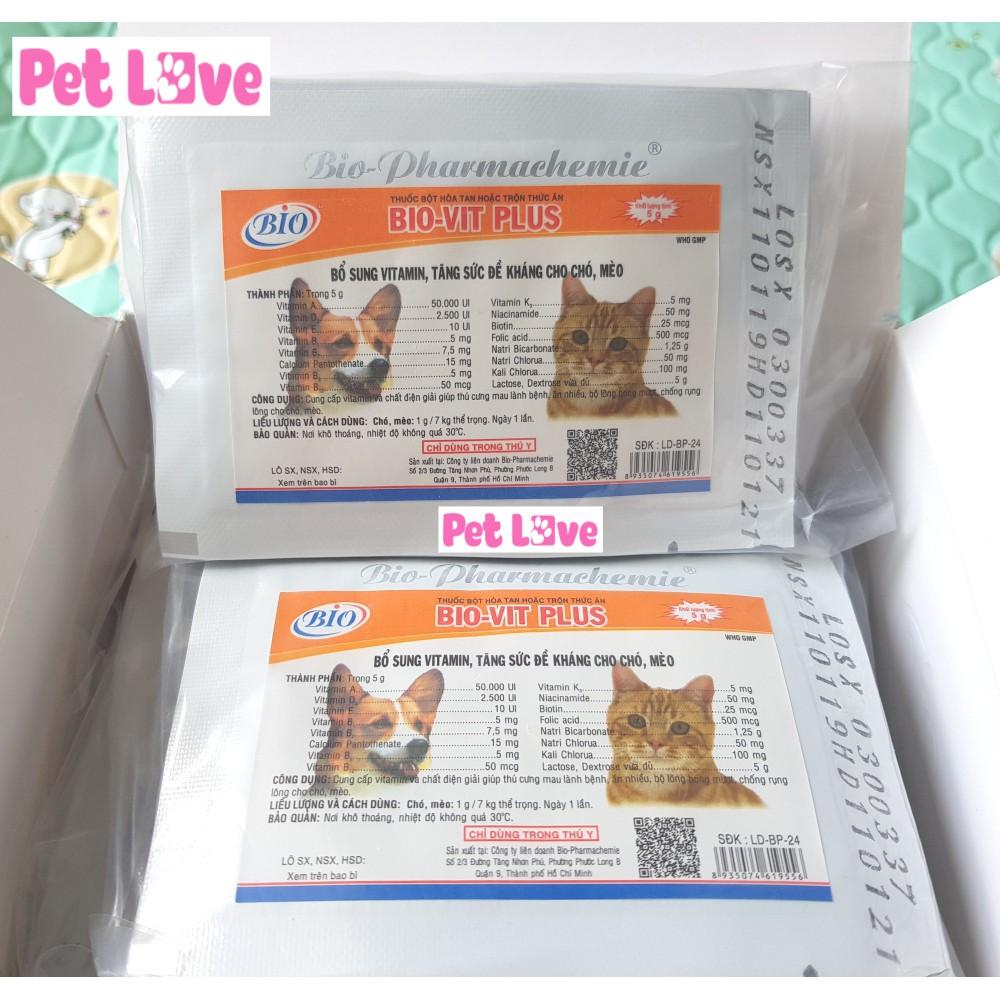 1 hộp (50 gói) Bio Vit Plus bổ sung vitamin, tăng sức đề kháng chó mèo