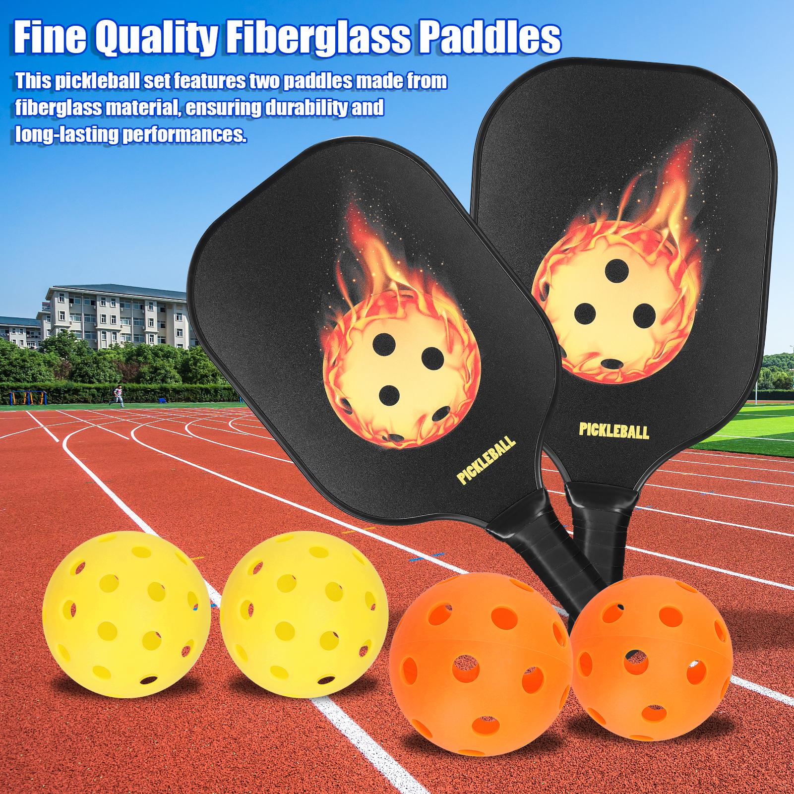 Pickleball Rackets Set Pickleball Paddle Set of 2 Rackets and 4 Pickleballs Balls Pickle-Ball Racquet with Balls Sports Accessory