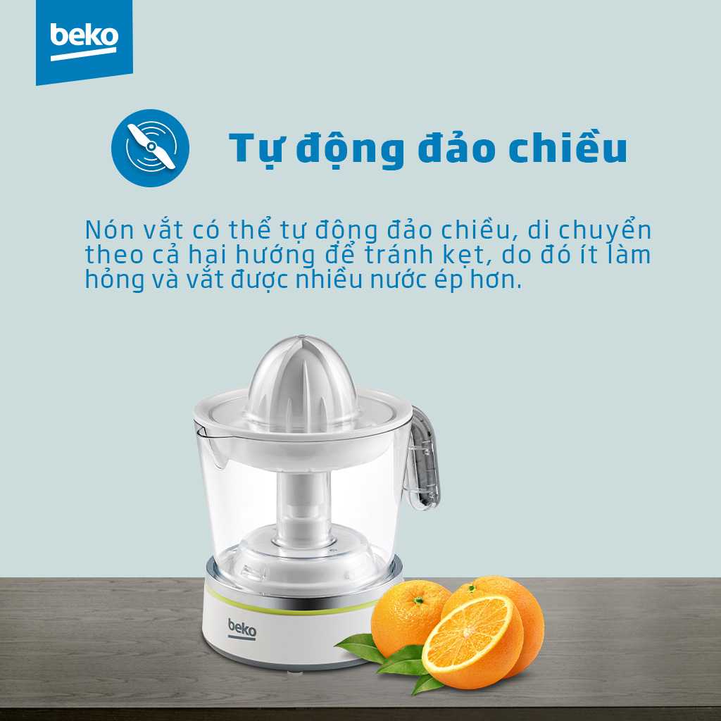 Máy Vắt Cam BEKO 1L Công Suất 40W, Gồm 2 Đầu Vắt Tự Động Đảo Chiều Không Gây Đắng Khi Dùng - CJB5103W - Hàng Chính Hãng