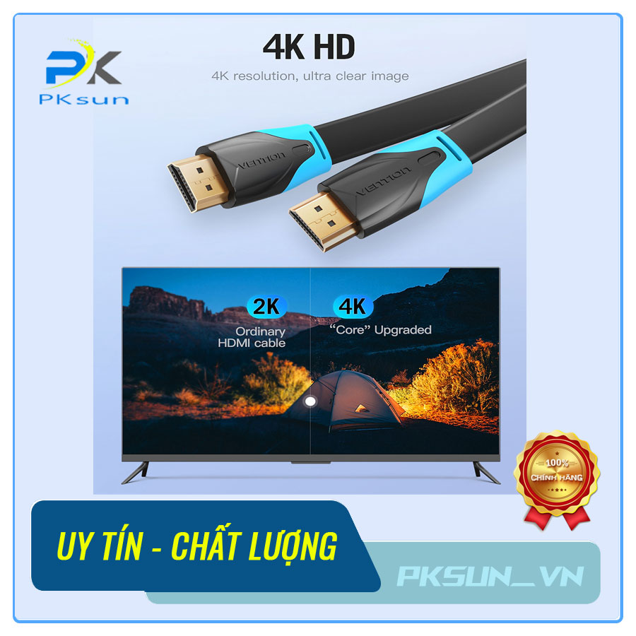 Cáp HDMI Vention VAA B02 dạng cáp dẹt - Hàng chính hãng