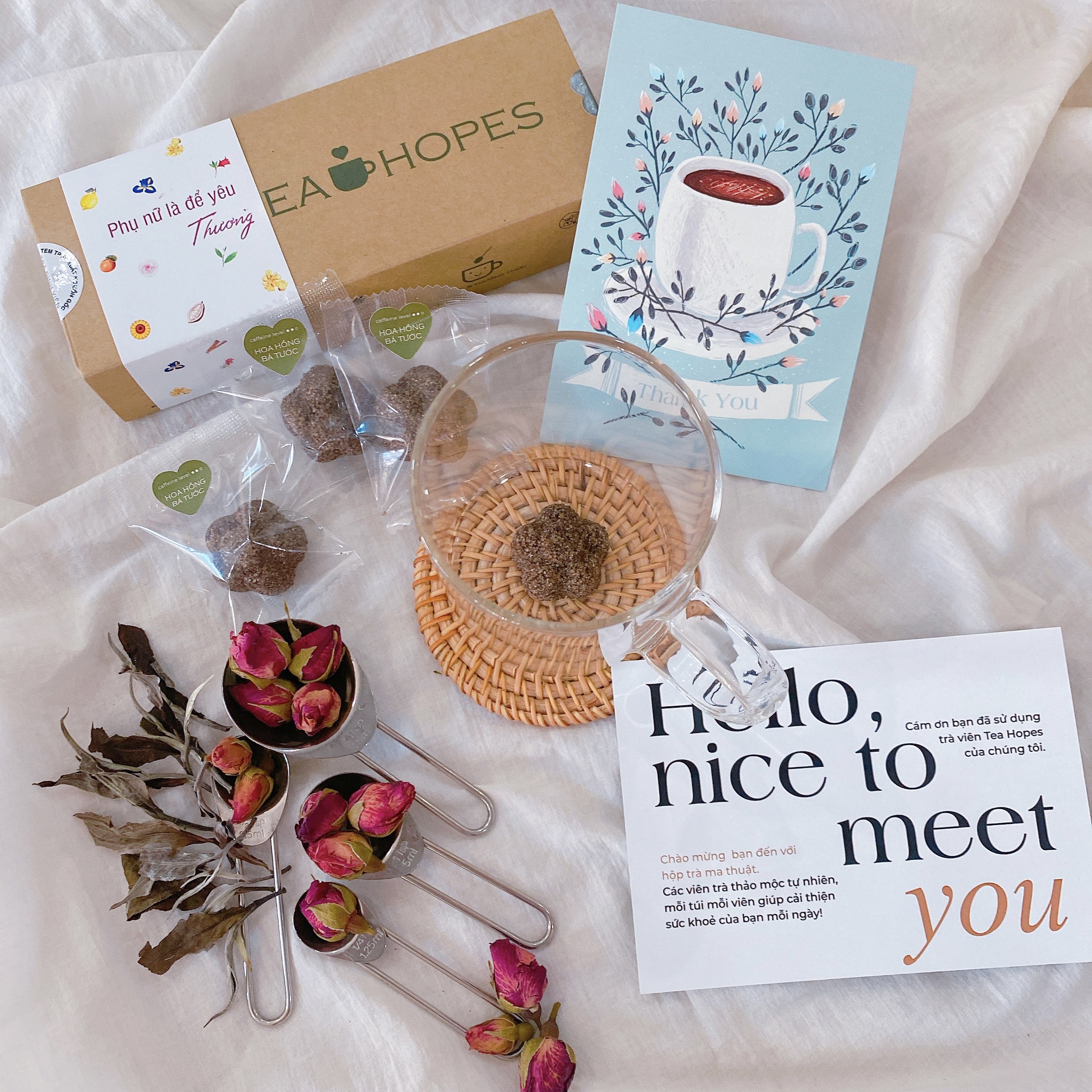 Tea Hopes - Trà viên thảo mộc hoa hồng - 8 viên