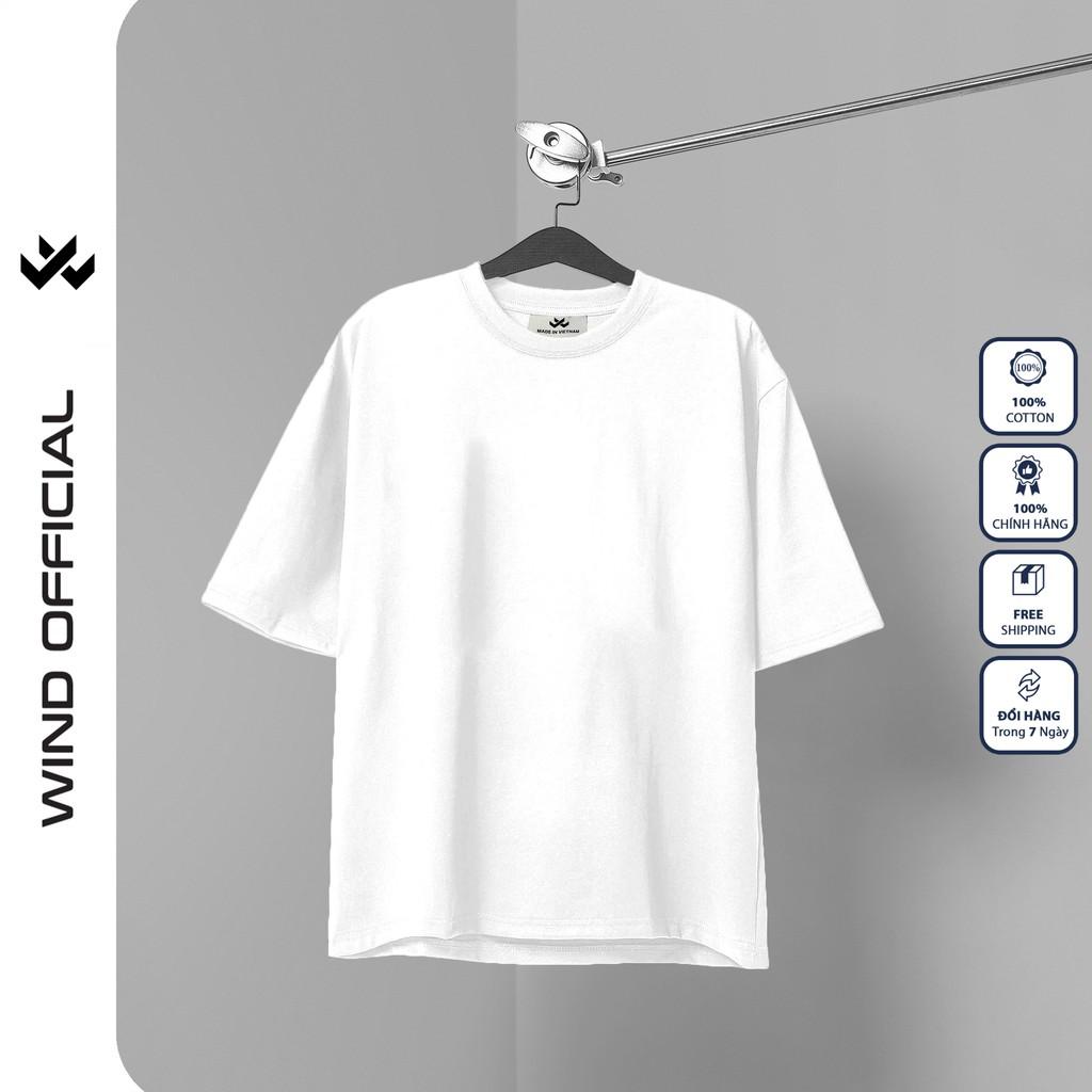 Áo phông unisex form rộng cotton 100% WIND bản Premium oversize tay lỡ Trơn nam nữ