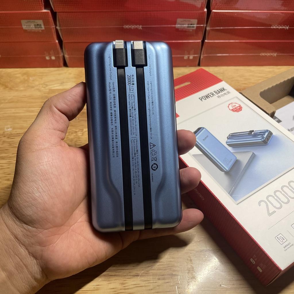 Sạc dự phòng 20000mah Yoobao LC6 tích hợp dây cáp sạc nhanh 22.5W và 2 cổng input - hàng nhập khẩu chính hãng