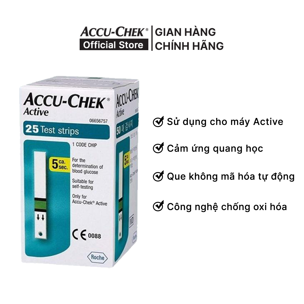 Hộp 25 Que Thử Đường Huyết ACCU-CHEK Active