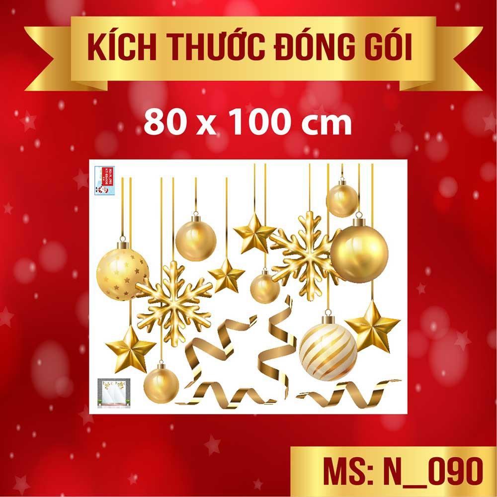Decal trang trí noel quả châu vàng trang trí