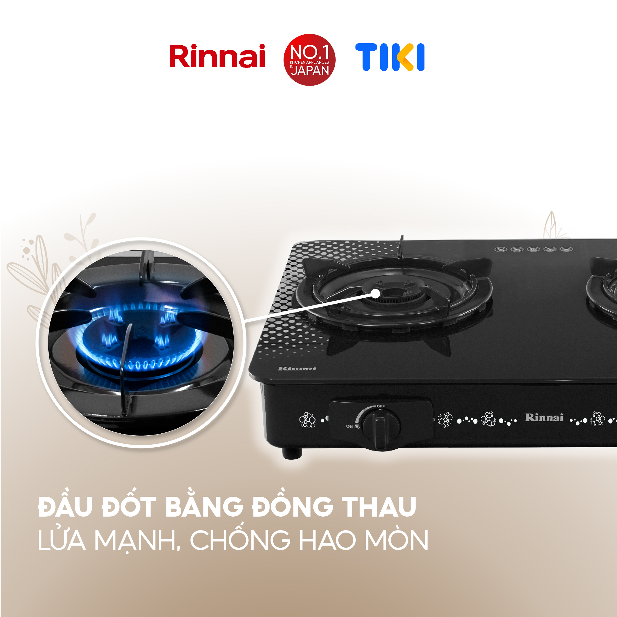 Bếp gas dương Rinnai RV-715Slim-SCH(VP) mặt bếp kính SCHOTT và kiềng bếp men - Hàng chính hãng.