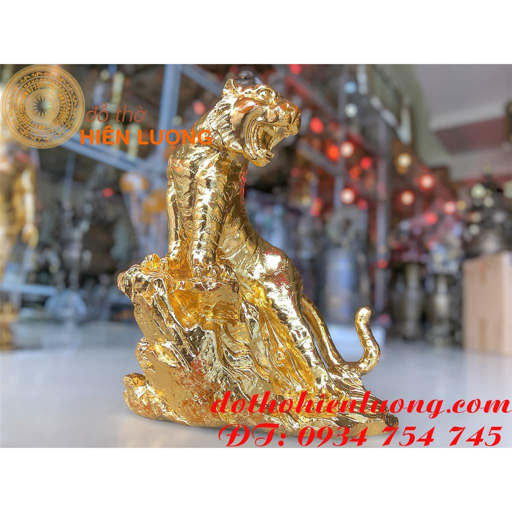 Tượng Hổ Đứng Dát Vàng 24K
