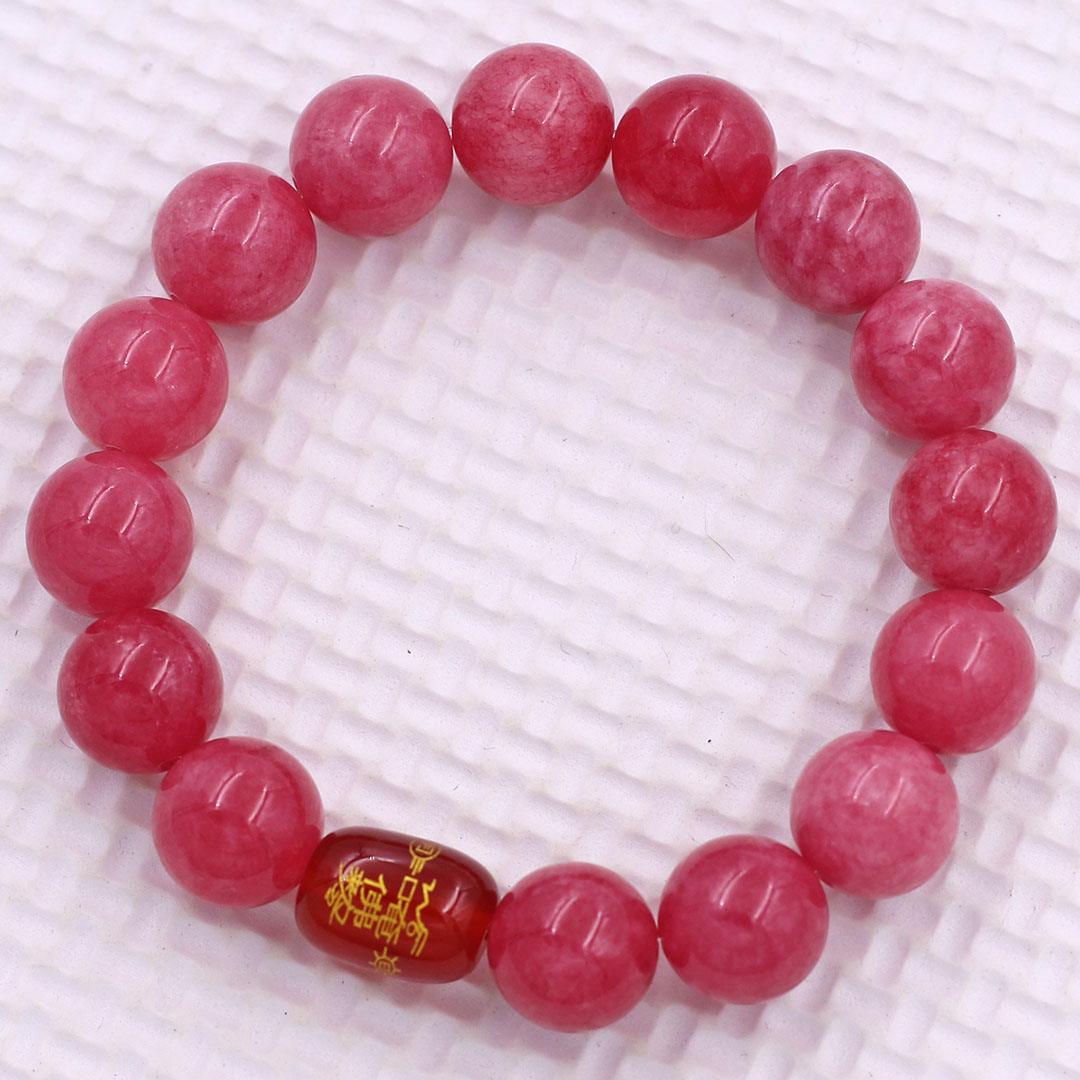 Vòng chuỗi đeo tay đá hồng ngọc 10 ly charm hạt giải thái tuế phù, vòng chuỗi phong thủy, giải năm hạn thái tuế