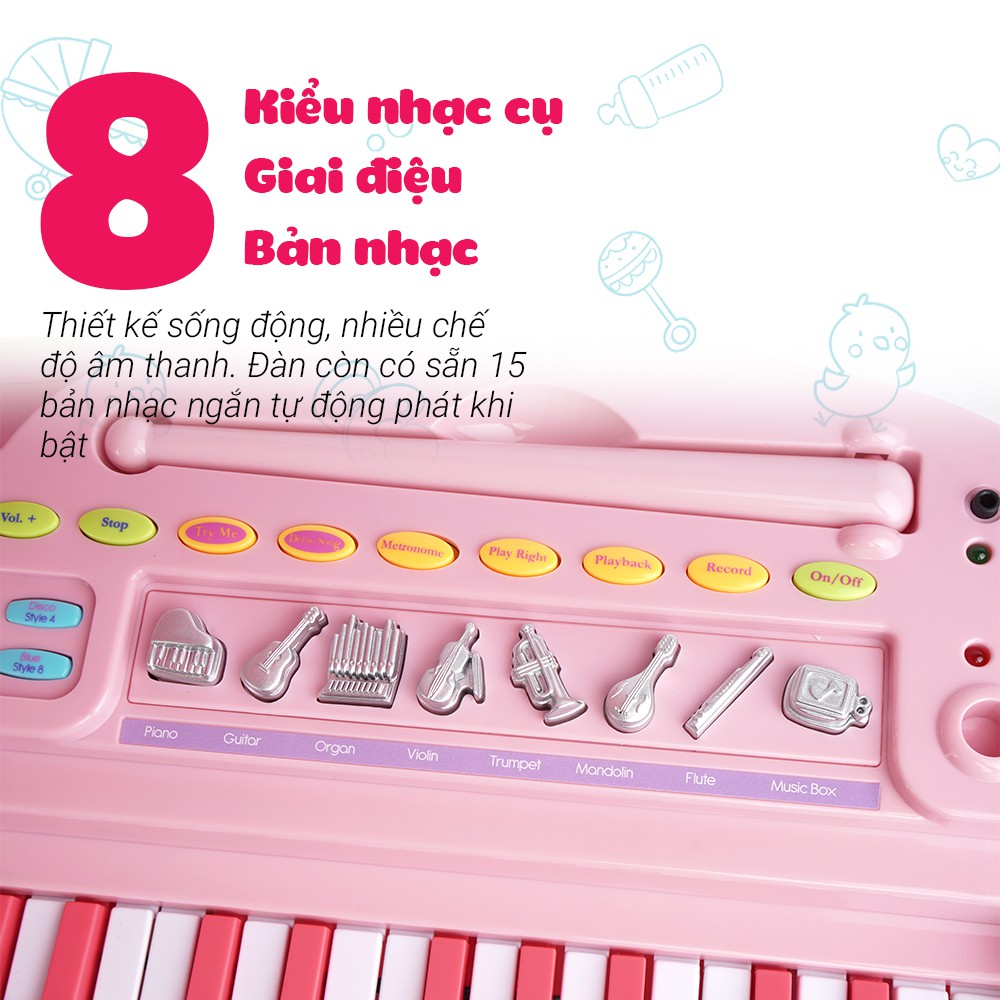 Đồ chơi âm nhạc cho bé - Đàn piano cổ điển kèm mic thu âm - Winfun - 2045 cho bé 3 tuổi trở lên