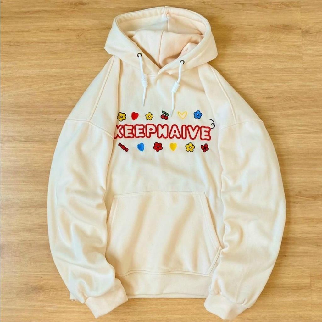 Áo KHOÁC Hoodie KEEPNAIVE Ulzzang Unisex Áo khoác hoodie zip chất liệu nỉ có mũ dài tay khoá kéo