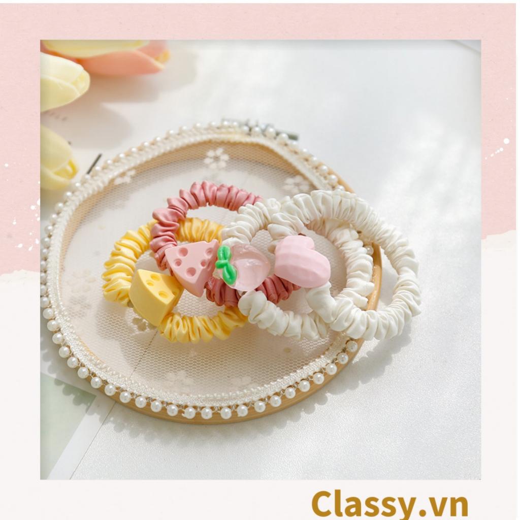 Dây cột tóc Classy bằng vải phi bóng hình chú thỏ con đáng yêu siêu bền PK1365