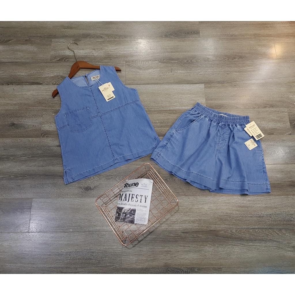 Set Bộ Denim Sát Nách JEANS 2 Màu Xanh Nhạt, Xanh Trung Mát Mẻ Cho Mùa Hè Năng Động Chất Đẹp - Độc - Lạ