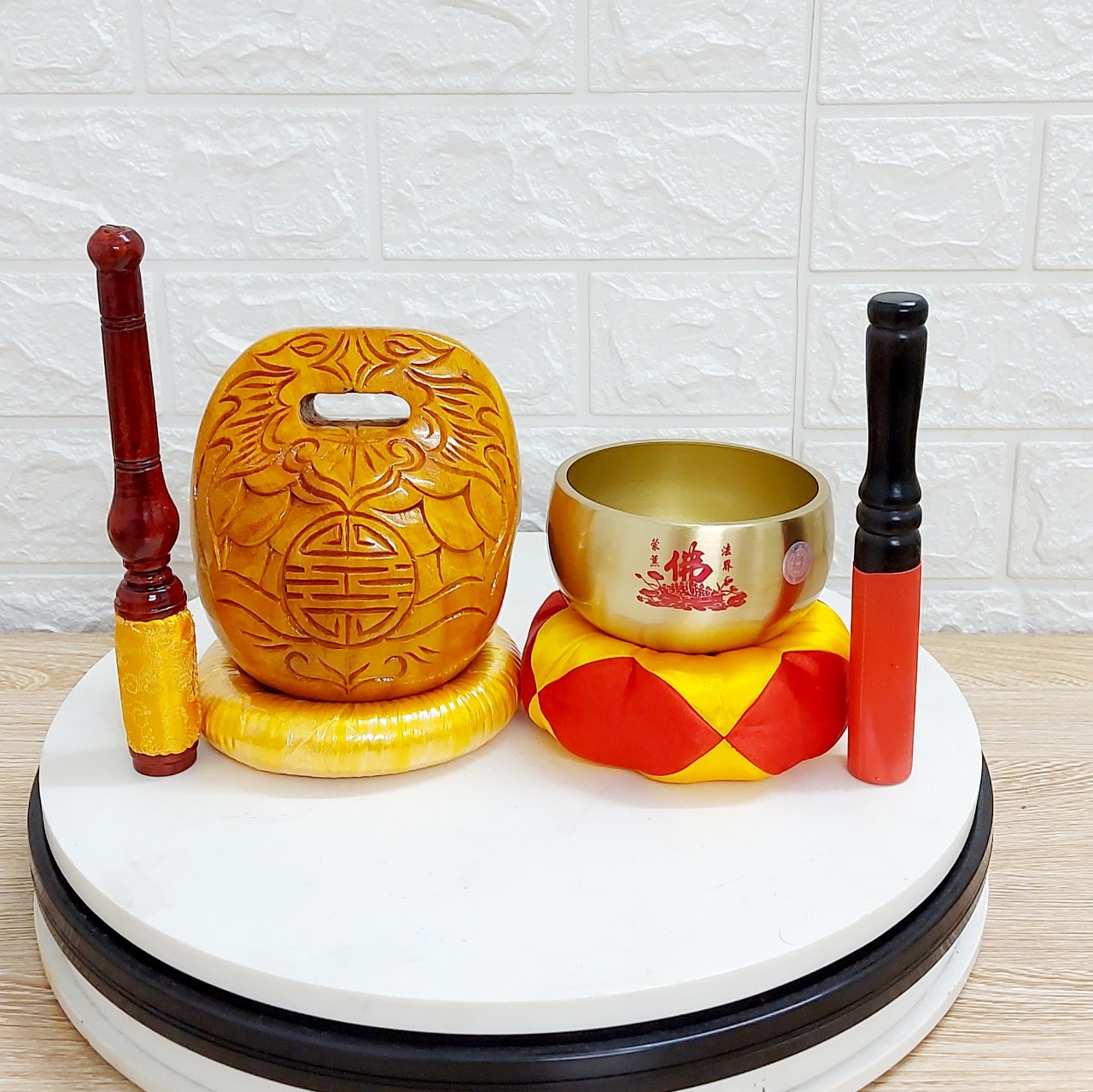 Bộ chuông đồng mõ huế tụng kinh 4in hàng cao cấp