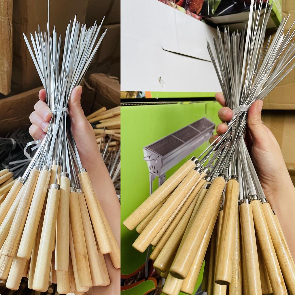 Xiên nướng thịt Inox, Que Xiên nướng, Xiên thịt chuôi gỗ - Model: XND30