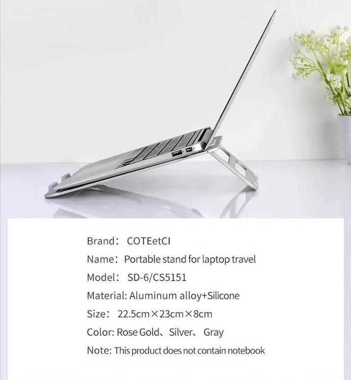 Hồng - Giá đỡ Aluminum tản nhiệt cho Macbook / laptop hiệu Coteetci Aluminum thiết kế nhôm nguyên khối - Hàng nhập khẩu