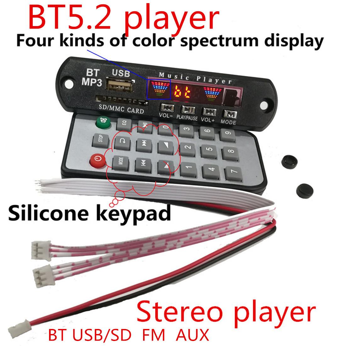 Âm Thanh DIY 12V Stereo Không Dây 5.2BT Người Chơi Xe Tay MP3 Bộ Giải Mã Đa Năng Bảng Giải Mã Màn Hình Màu Module
