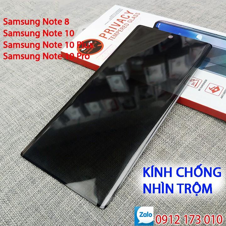 Kính chống nhìn trộm dành cho Samsung Galaxy Note 8, Note 10 Plus full màn hình 9D - Kính cường lực Note 8, Note 10 Pro