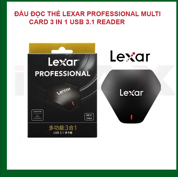 ĐẦU ĐỌC THẺ LEXAR PROFESSIONAL MULTI CARD 3 IN 1 USB 3.1 READER - HÀNG CHÍNH HÃNG