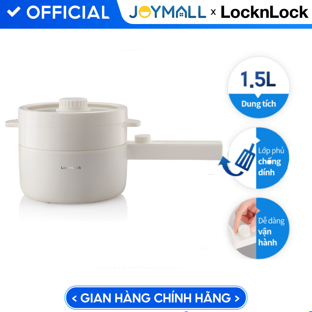 Nồi điện đa năng LocknLock 1.5L EJP436IVY Electric Multi Pot - Hàng chính hãng, chống dính có tay cầm - JoyMall