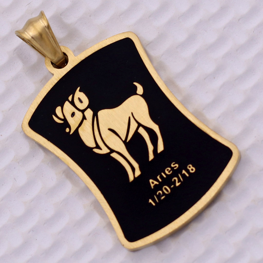 Mặt dây chuyền cung Bạch Dương - Aries inox vàng kèm móc inox vàng, Cung hoàng đạo