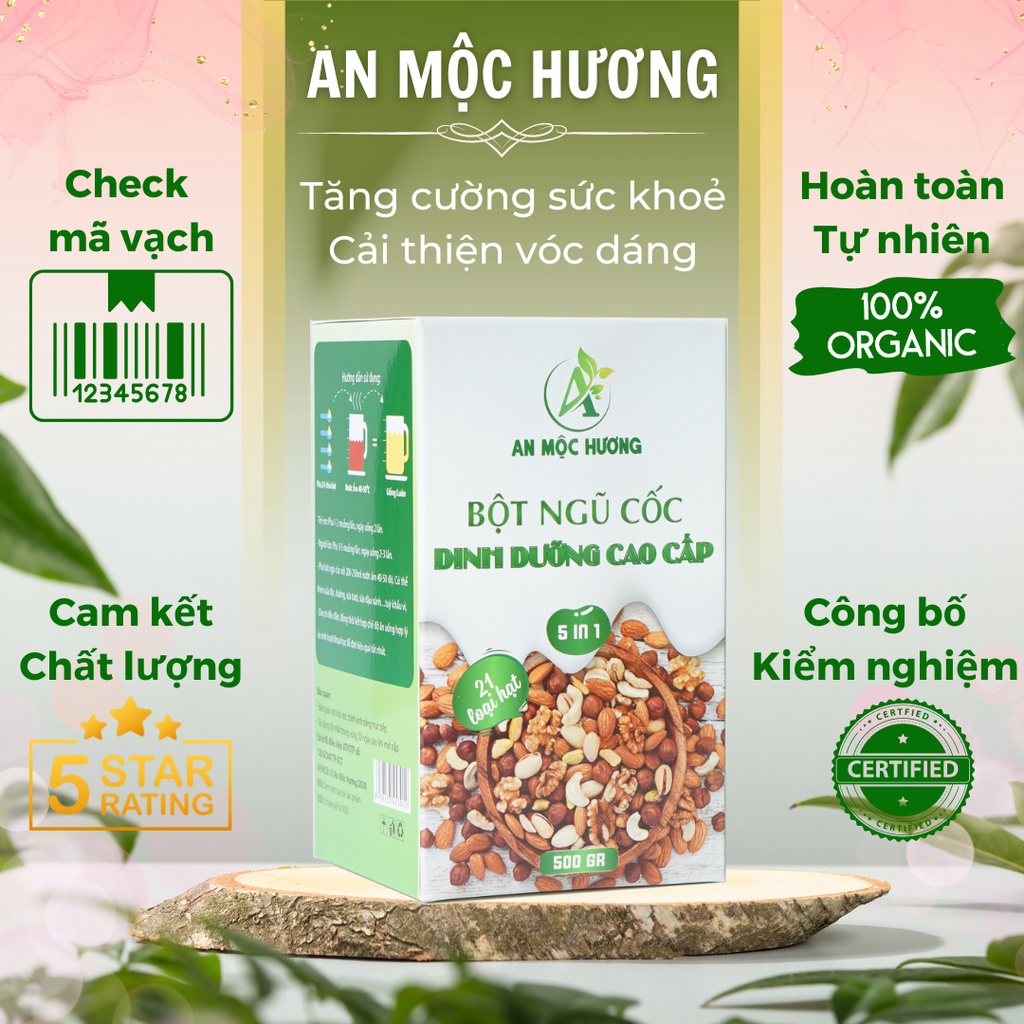 Bột Ngũ Cốc An Mộc Hương 500G - Thành Phần 21 Loại Hạt Cao Cấp, Tăng Cường Sức Khoẻ, Cải Thiện Vóc Dáng