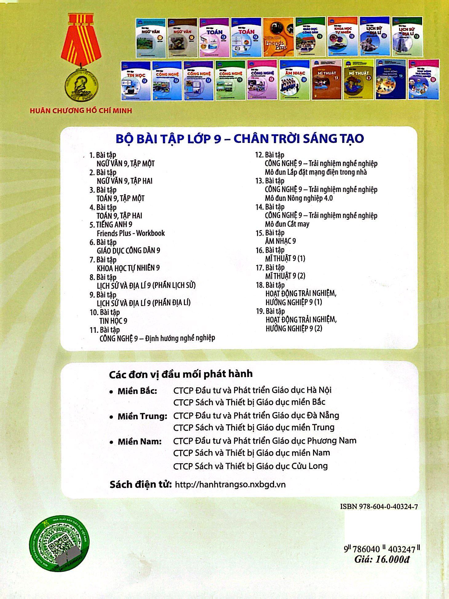 Bài Tập Ngữ Văn 9 - Tập 1 (Chân Trời) (Chuẩn)
