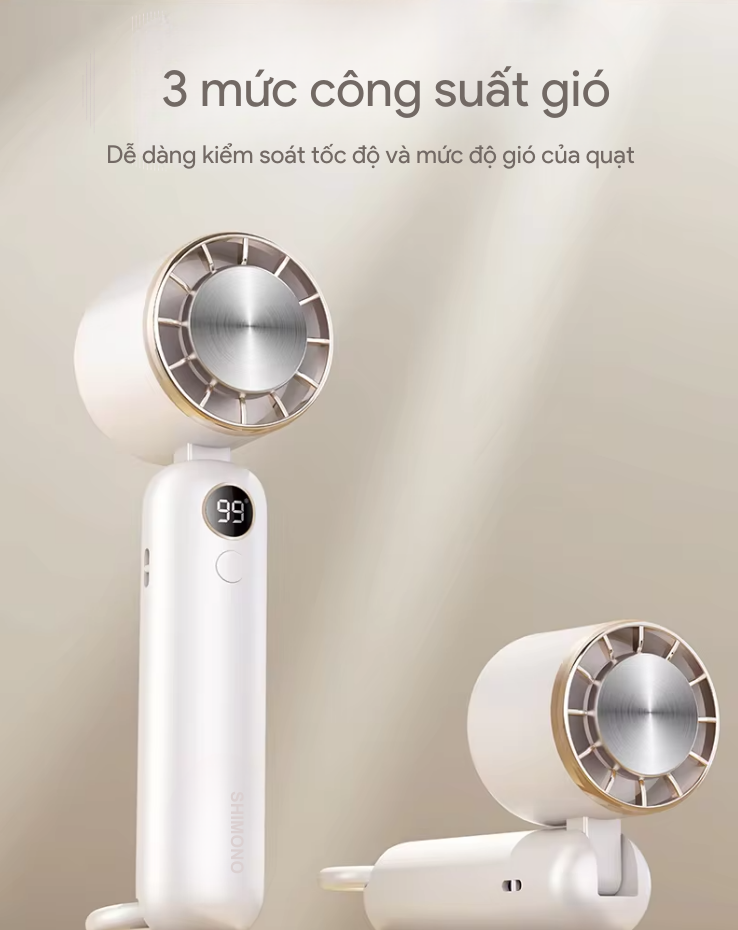 Quạt Làm Lạnh Cầm Tay SHIMONO SM-CHF17 Tích Điện Có Sò Làm Lạnh Nhanh Pin 3000mAh Liên Tục 6H - Hàng Chính Hãng