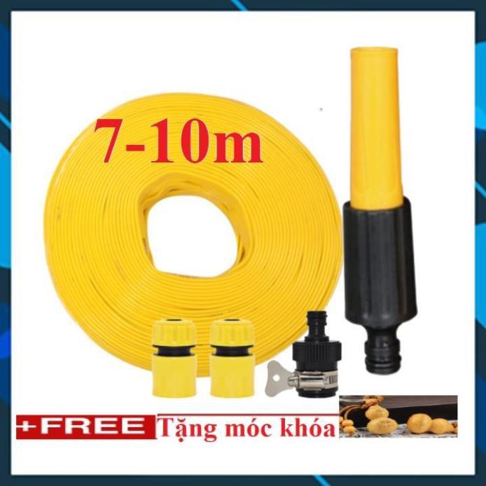 ️ Bộ dây vòi xịt nước rửa xe, tưới cây , tăng áp 3 lần, loại 7m, 10m 206622-5 cút sập,nối đen+ móc khoá