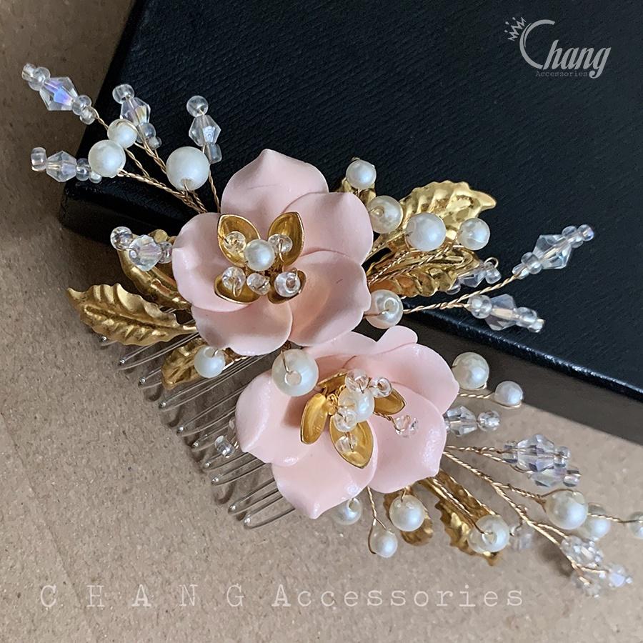 Lược Cài Tóc Màu Hồng Nude Thiết Kế Thủ Công Cao Cấp LCT1
