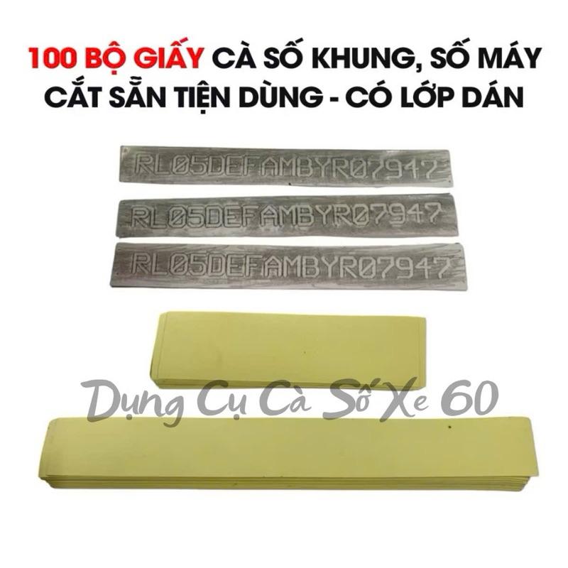 100 Bộ Giấy Cà Số Khung Số Máy Ô Tô Xe Máy | Cắt Sẵn Tiện Dùng | Cắt Sẵn Thành Bộ, Dễ Dùng Cho Thợ – 100 Bộ/Gói