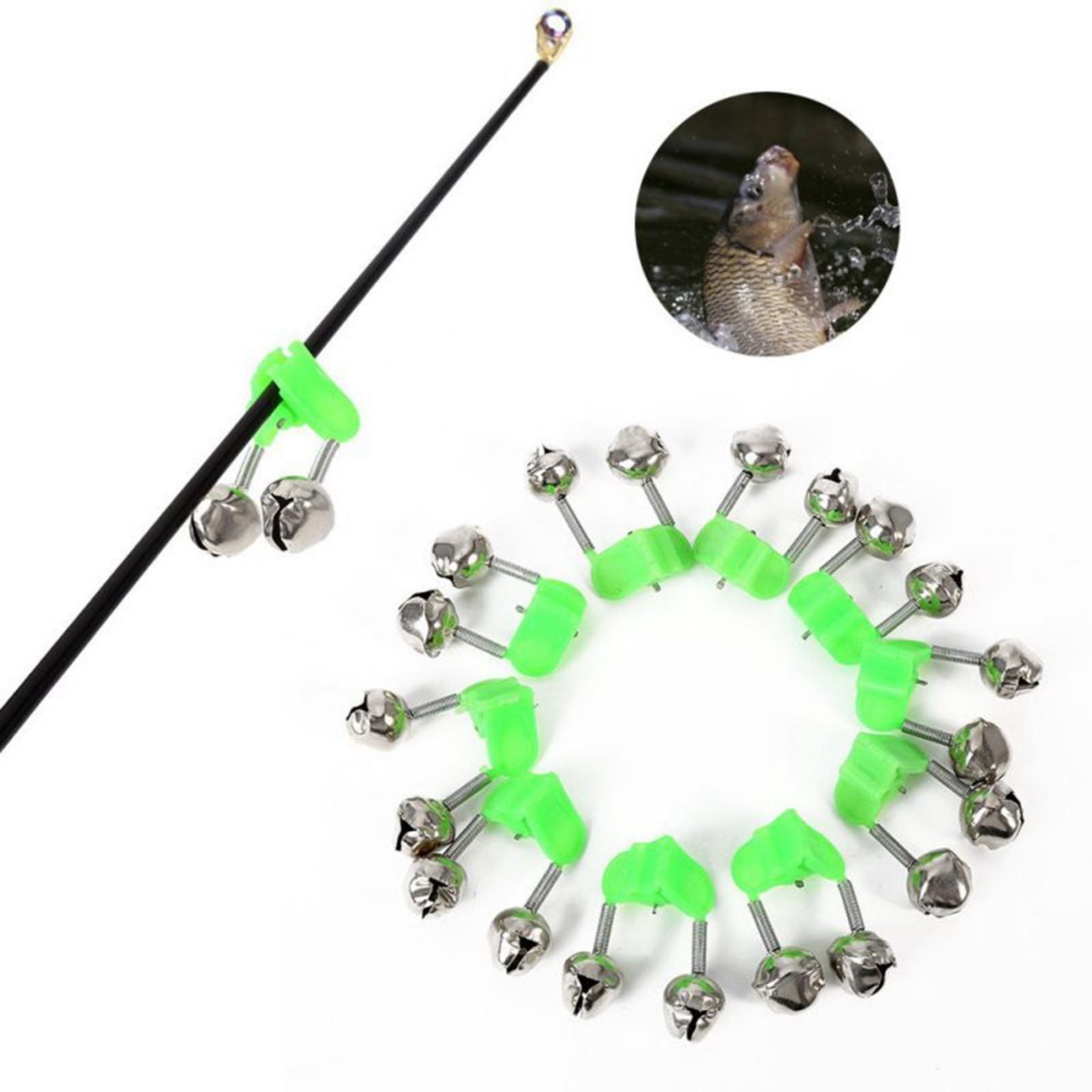 10x Dual Bells Fishing Rod Alarm Clip Tackle Fishing Bite Alarm Lights Loud Sound Bite Lure Alarm Fishing Rod Bells for Fishing Supplies
