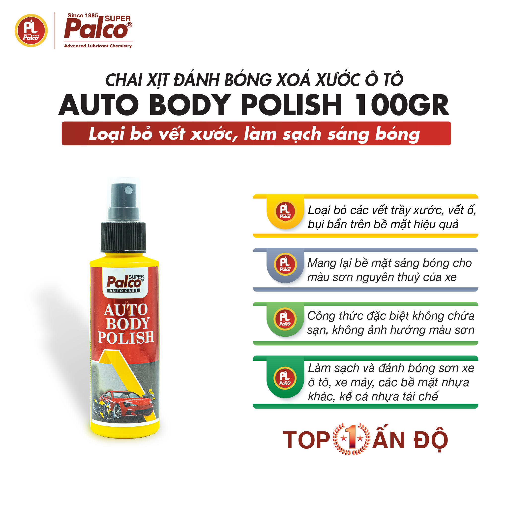 Dung dịch đánh bóng, xoá xước và bảo vệ sơn xe ô tô, xe máy PALCO Auto Body Polish - Nhập khẩu Ấn Độ