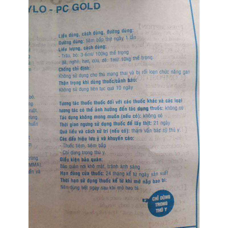 Tylo PC gold. chích. viêm phổi, thương hàn