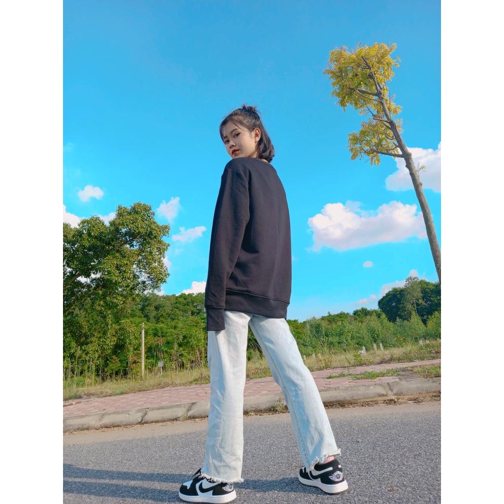 Áo Sweater , Cổ dệt chữ X cao cấp không in - Áo nỉ Đôi Nam nữ phong cách Hàn Quốc, Áo thu đông