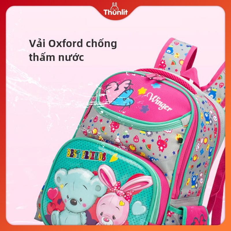 Ba lô vải oxford in họa tiết hoạt hình chống thấm nước đáng yêu dành cho bé gái từ 6-12 tuổi