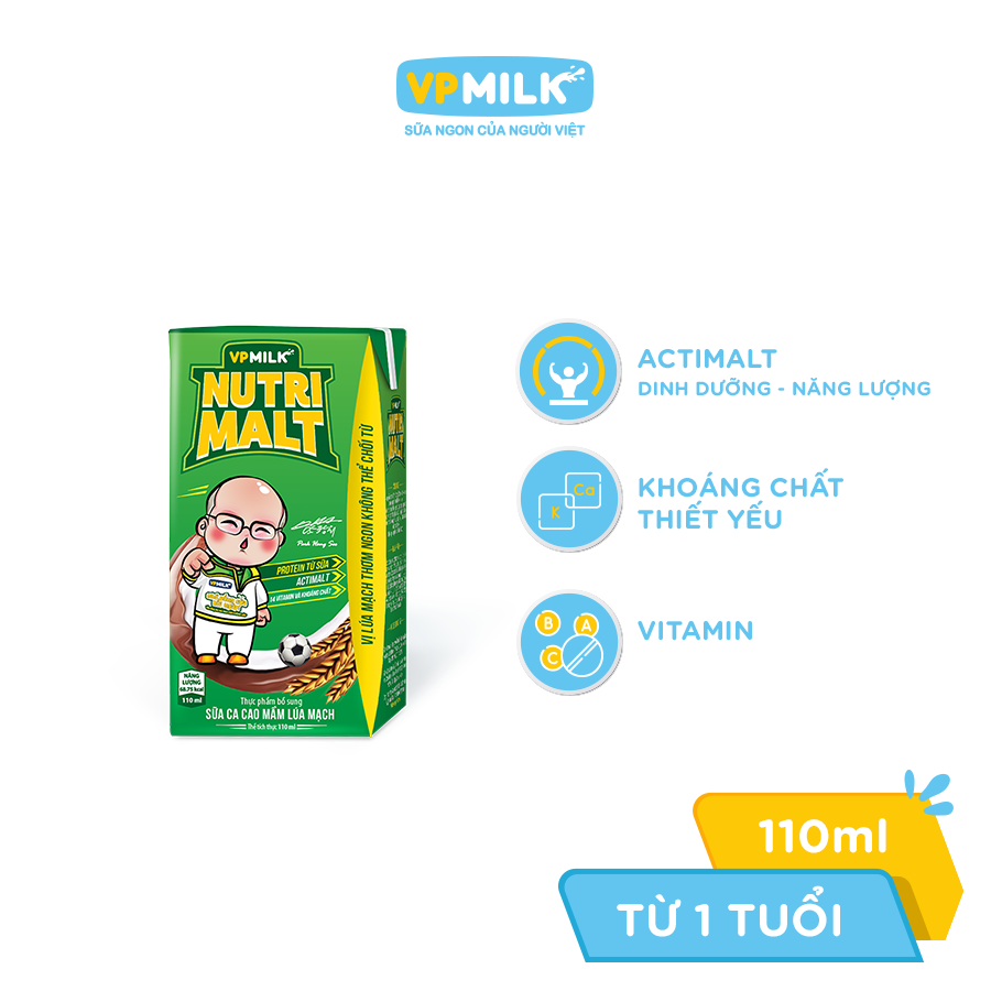 Sữa Ca Cao Mầm Lúa Mạch Đen – VPMilk Nutrimalt Hộp 110ml